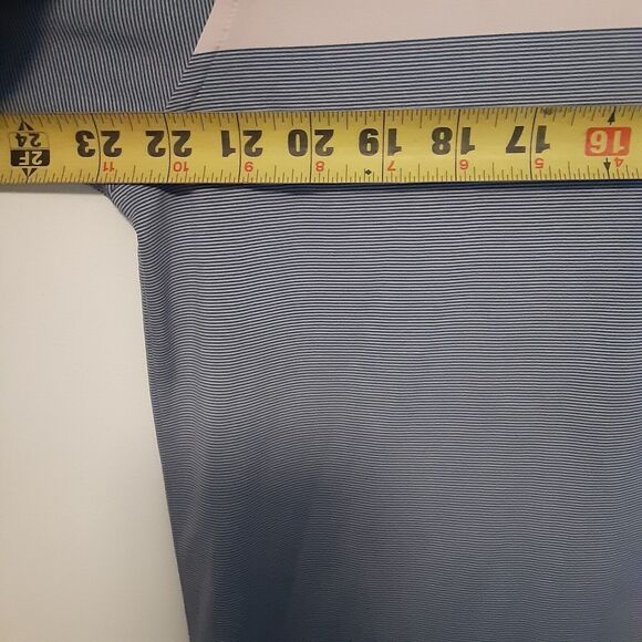 Footjoy FJ Golf Polo Shirt Mens Medium Blue Stripe Performance Stretch - Picture 6 of 7